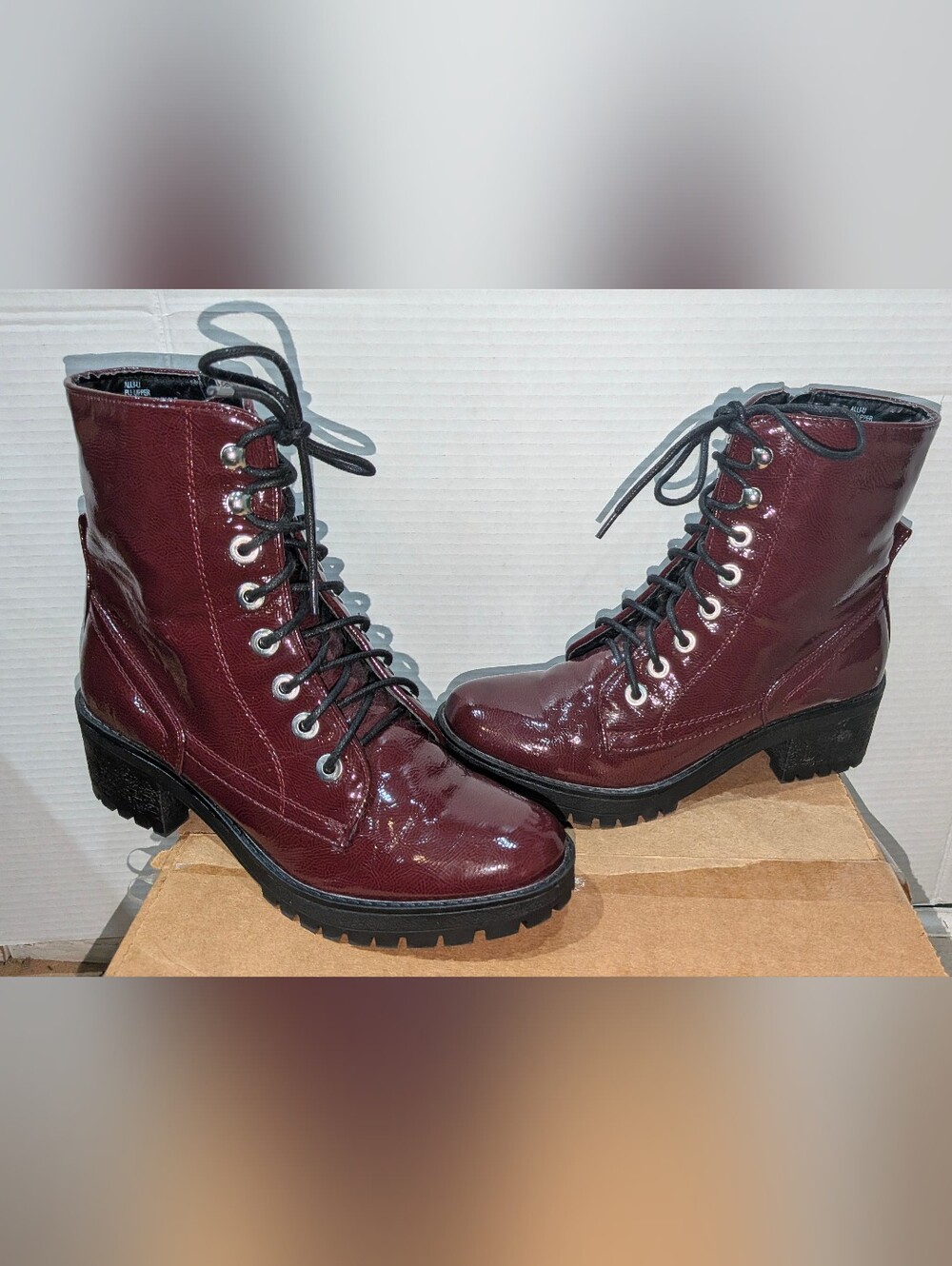 Women’s Burgundy Lace-Up Combat Boots
